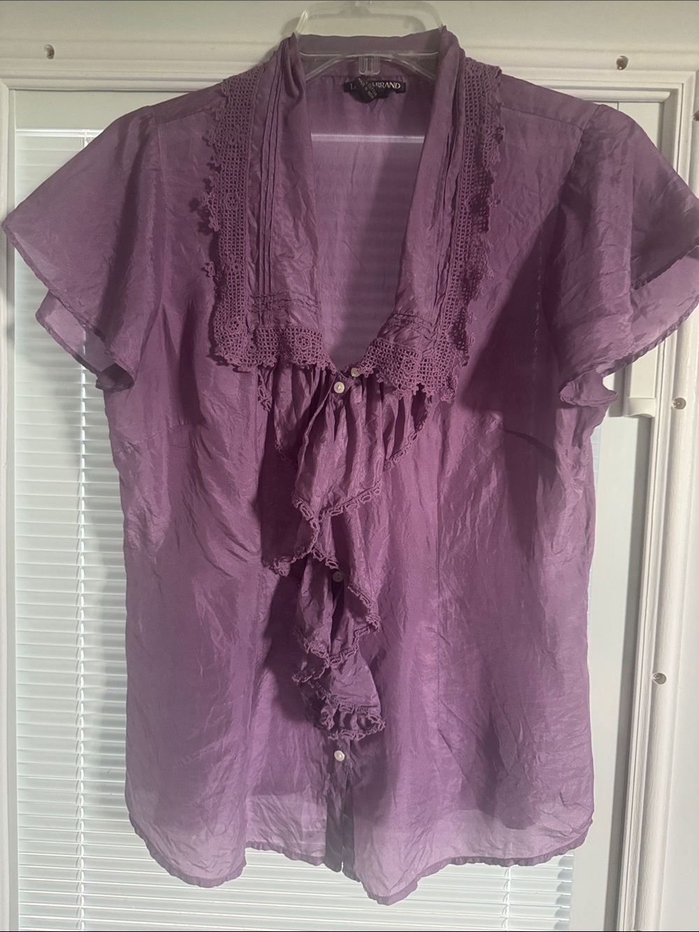 Lucky Brand Lavender Ruffle Front Blouse